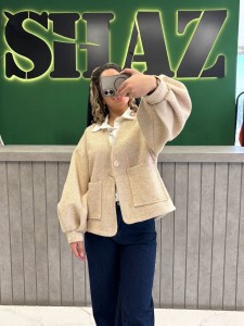 کت آستین پفی پشمی