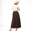 دامن کتان پشت کش قهوه ای 240156فری سایز