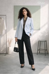 کت یقه انگلیسی جیب فیلتو آبی روشنM