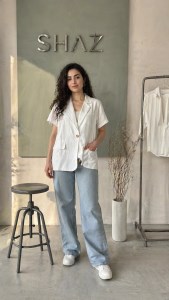 کت لینن آستین کوتاه
